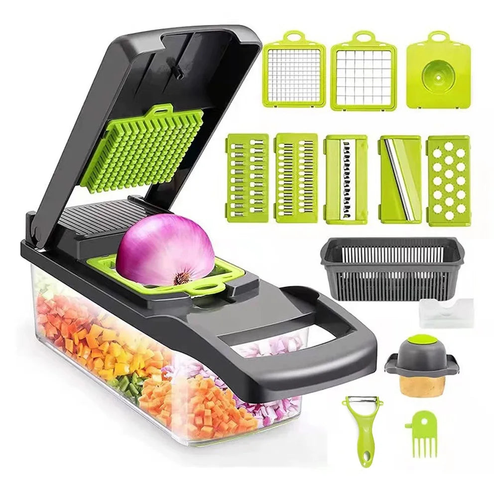 Untamed 16-in-1 Veggie & Fruit Slicer, Grater, Shredder, Masher & Lattice Cutter – All-in-One Kitchen Tool 🍅🥔🧀-Untamed Treasures-16 in 1 Chopper-Untamed Treasures