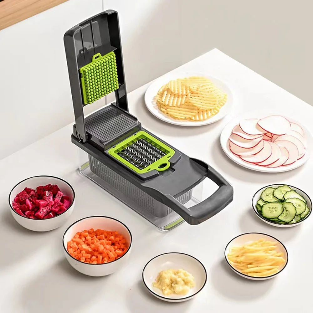 Untamed 16-in-1 Veggie & Fruit Slicer, Grater, Shredder, Masher & Lattice Cutter – All-in-One Kitchen Tool 🍅🥔🧀-Untamed Treasures-16 in 1 Chopper-Untamed Treasures