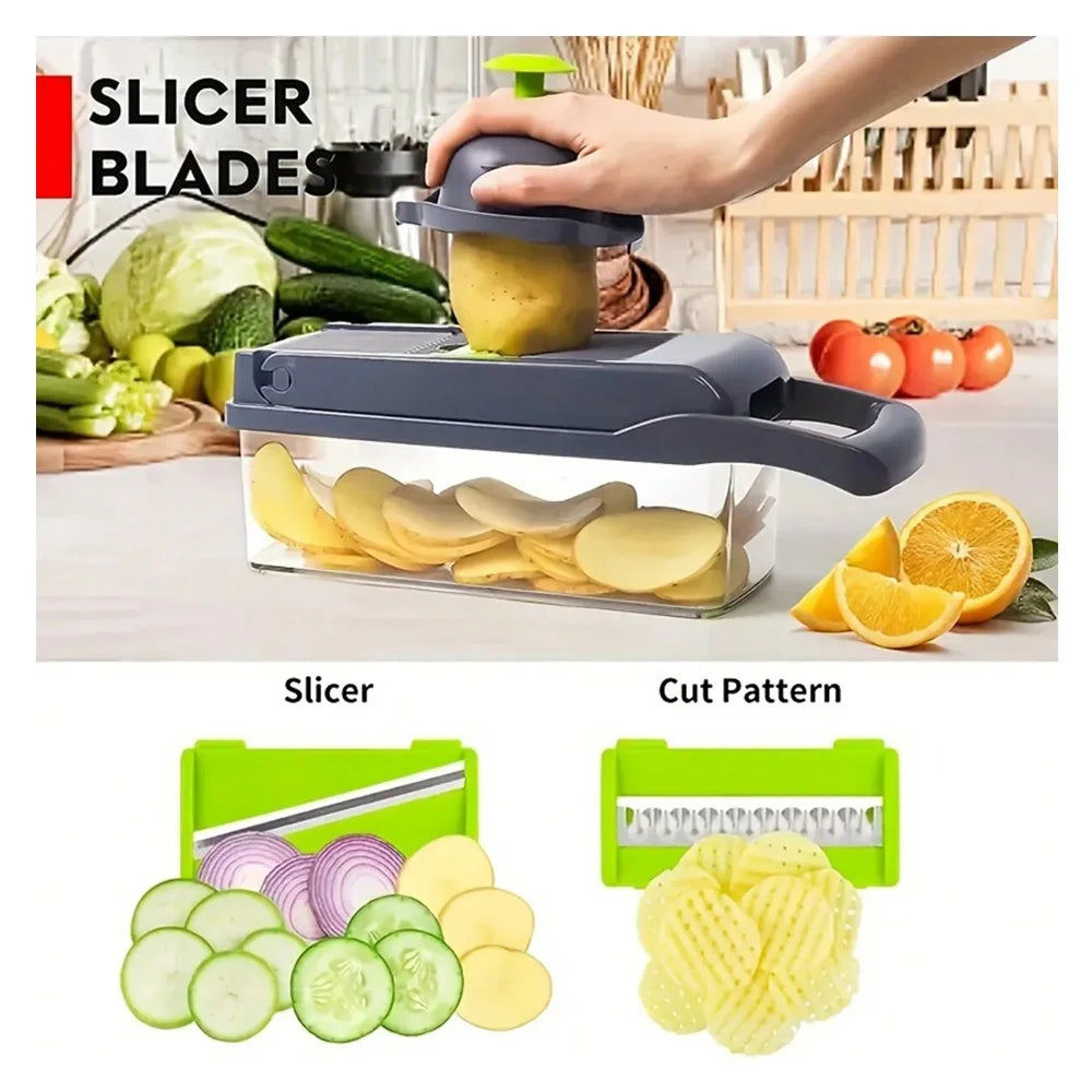 Untamed 16-in-1 Veggie & Fruit Slicer, Grater, Shredder, Masher & Lattice Cutter – All-in-One Kitchen Tool 🍅🥔🧀-Untamed Treasures-16 in 1 Chopper-Untamed Treasures