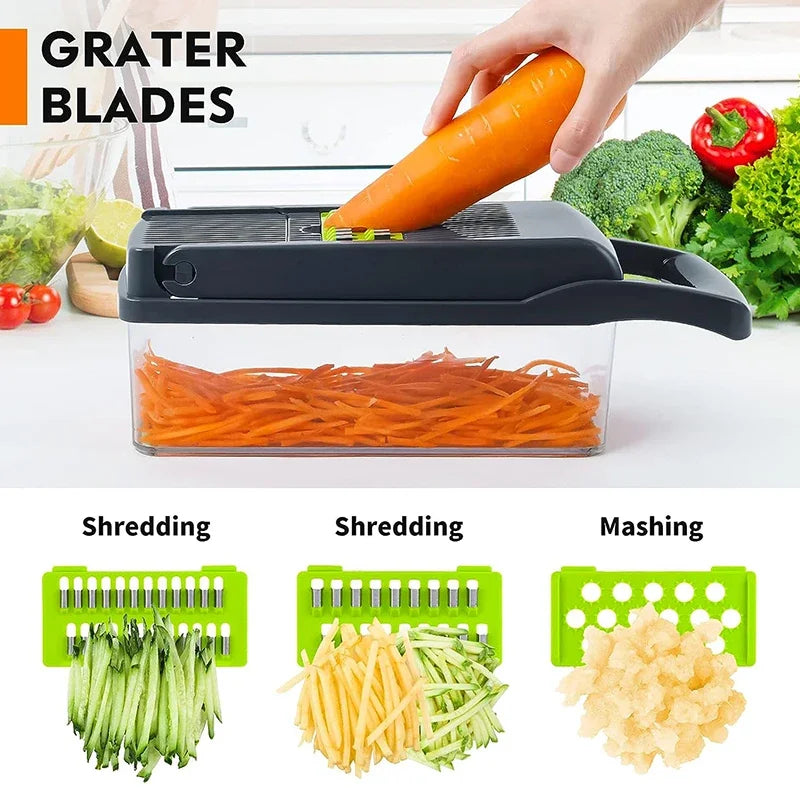Untamed 16-in-1 Veggie & Fruit Slicer, Grater, Shredder, Masher & Lattice Cutter – All-in-One Kitchen Tool 🍅🥔🧀-Untamed Treasures-16 in 1 Chopper-Untamed Treasures