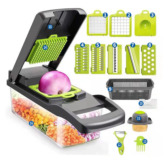 Untamed 16-in-1 Veggie & Fruit Slicer, Grater, Shredder, Masher & Lattice Cutter – All-in-One Kitchen Tool 🍅🥔🧀-Untamed Treasures-16 in 1 Chopper-Untamed Treasures